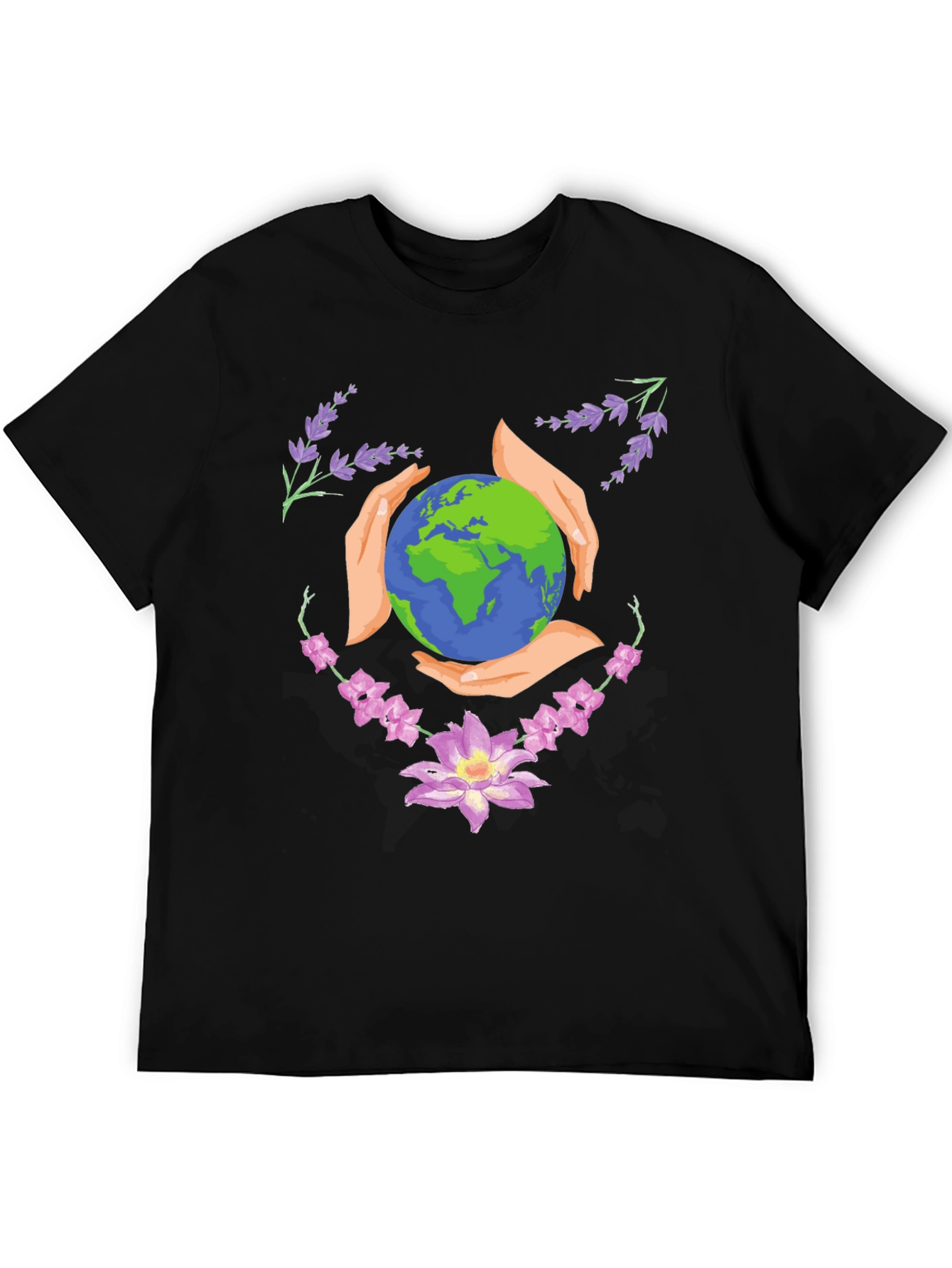 Earth Hands Floral Black T-Shirt