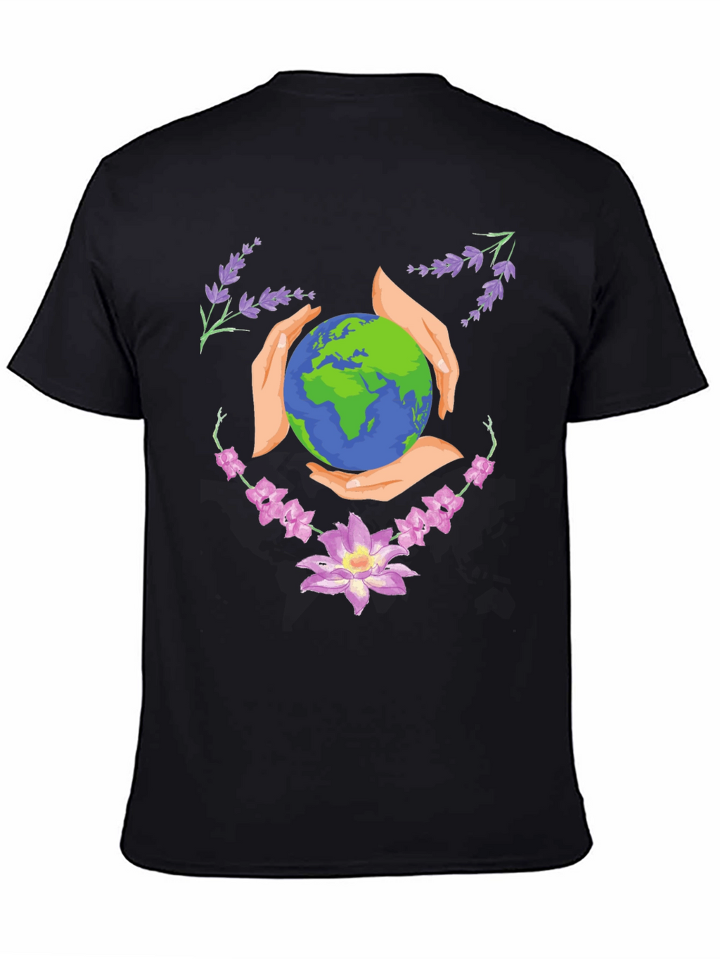 Earth Hands Floral Black T-Shirt