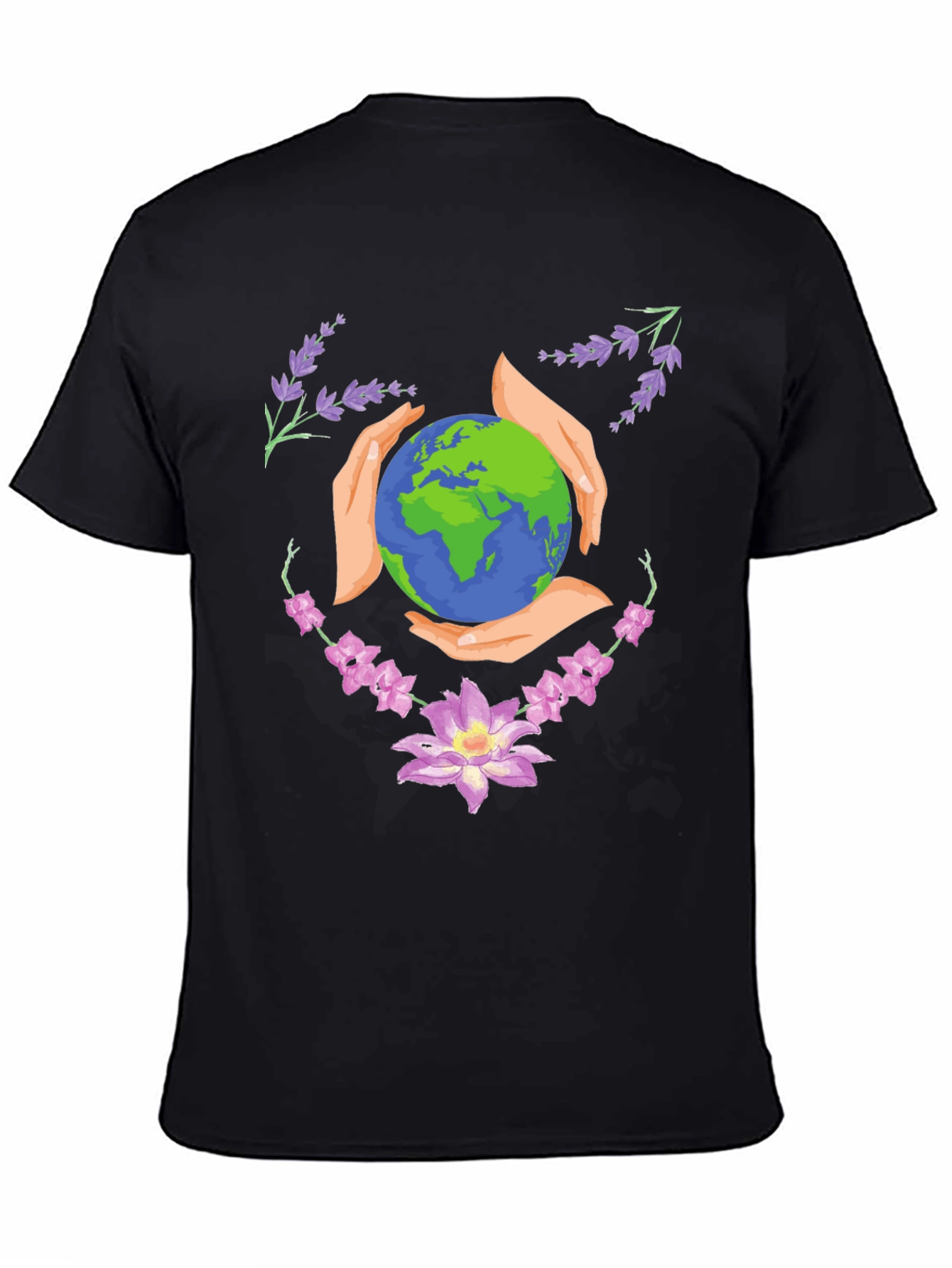 Earth Hands Floral Black T-Shirt