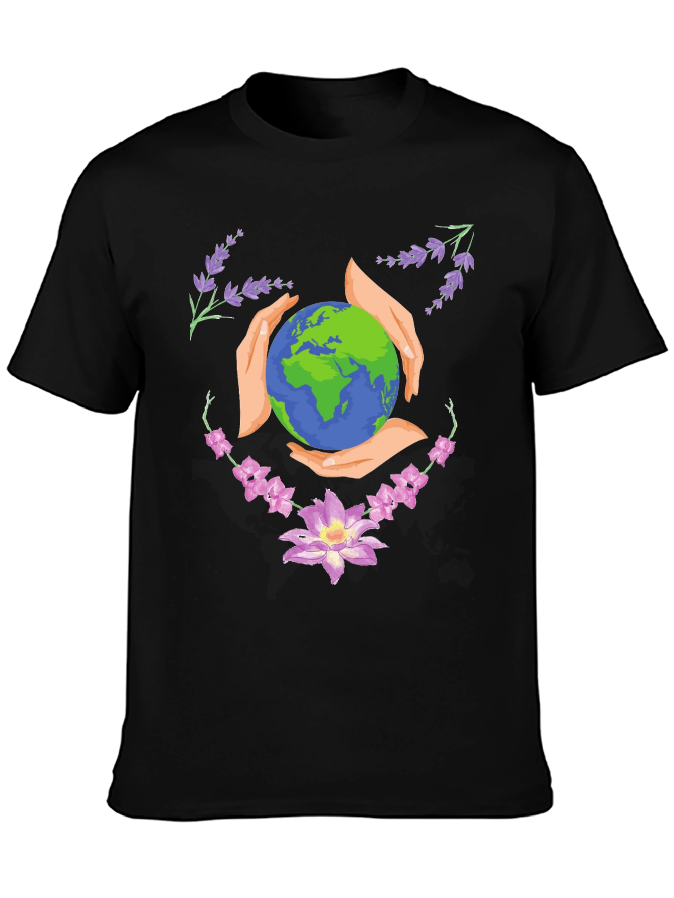 Earth Hands Floral Black T-Shirt