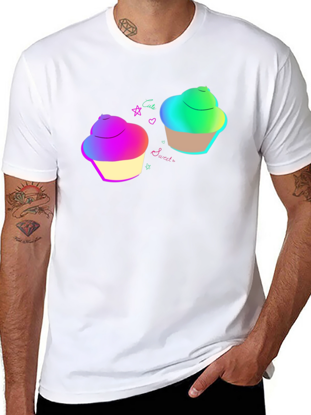 Cute Cupcake Graphic Black T-Shirt