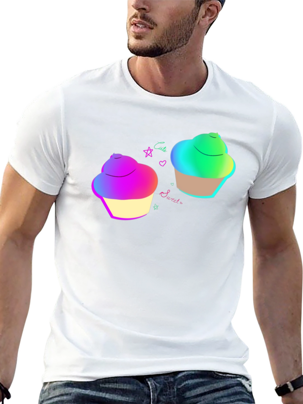Cute Cupcake Graphic Black T-Shirt