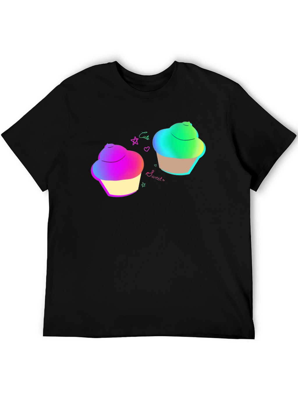 Cute Cupcake Graphic Black T-Shirt