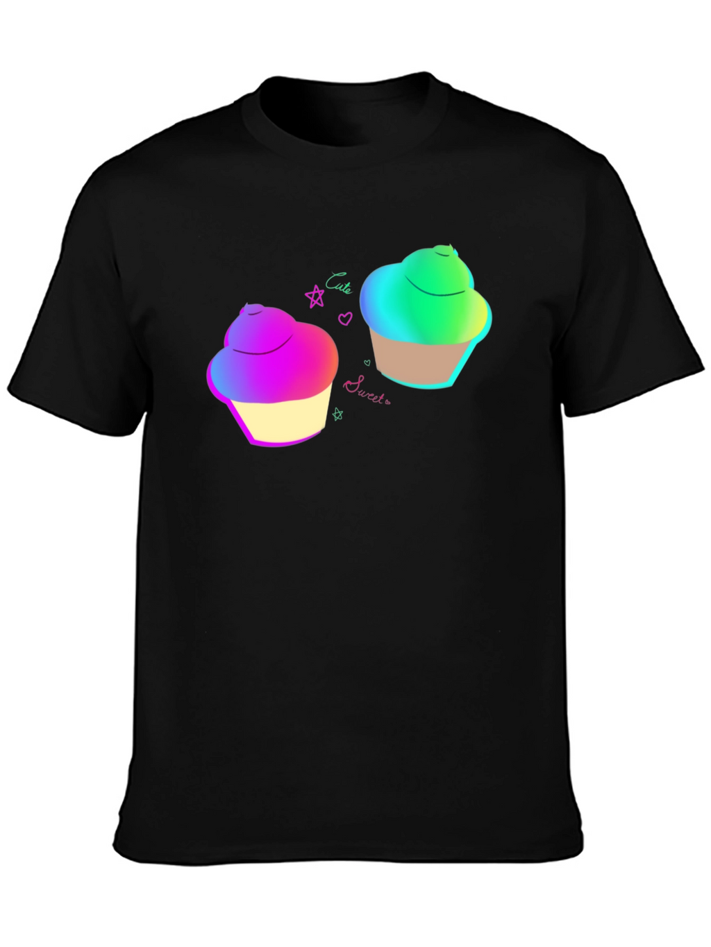 Cute Cupcake Graphic Black T-Shirt
