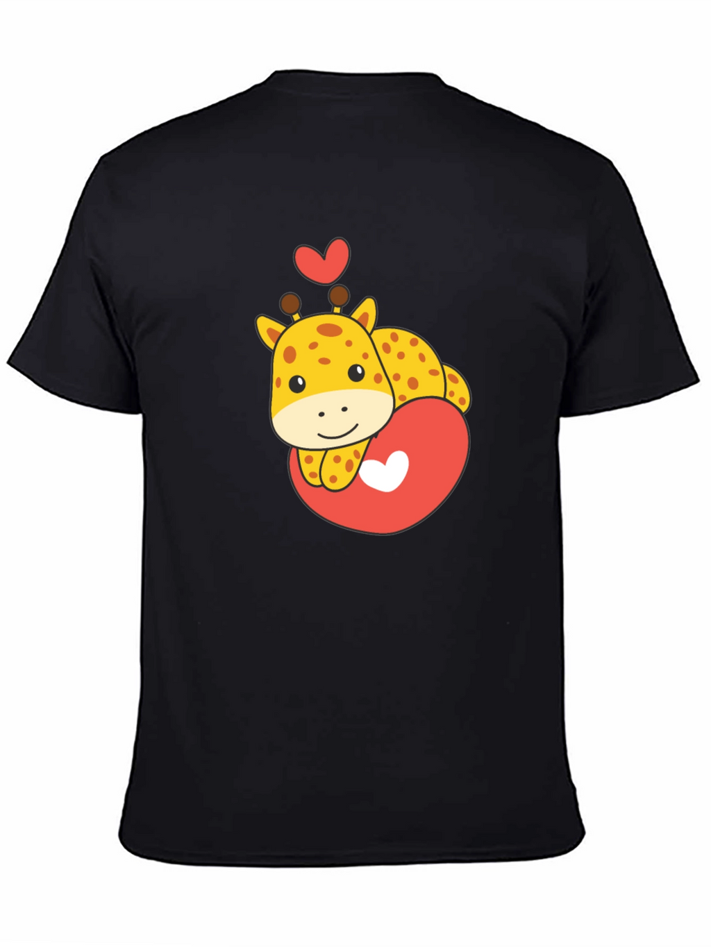 Cute Giraffe Heart Graphic Tee - Black T-Shirt
