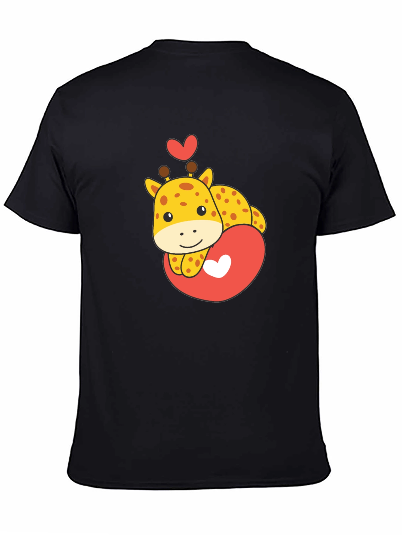 Cute Giraffe Heart Graphic Tee - Black T-Shirt