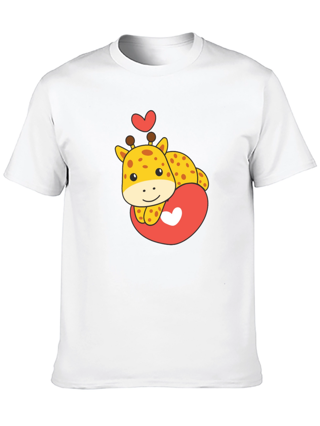 Cute Giraffe Heart Graphic Tee - Black T-Shirt
