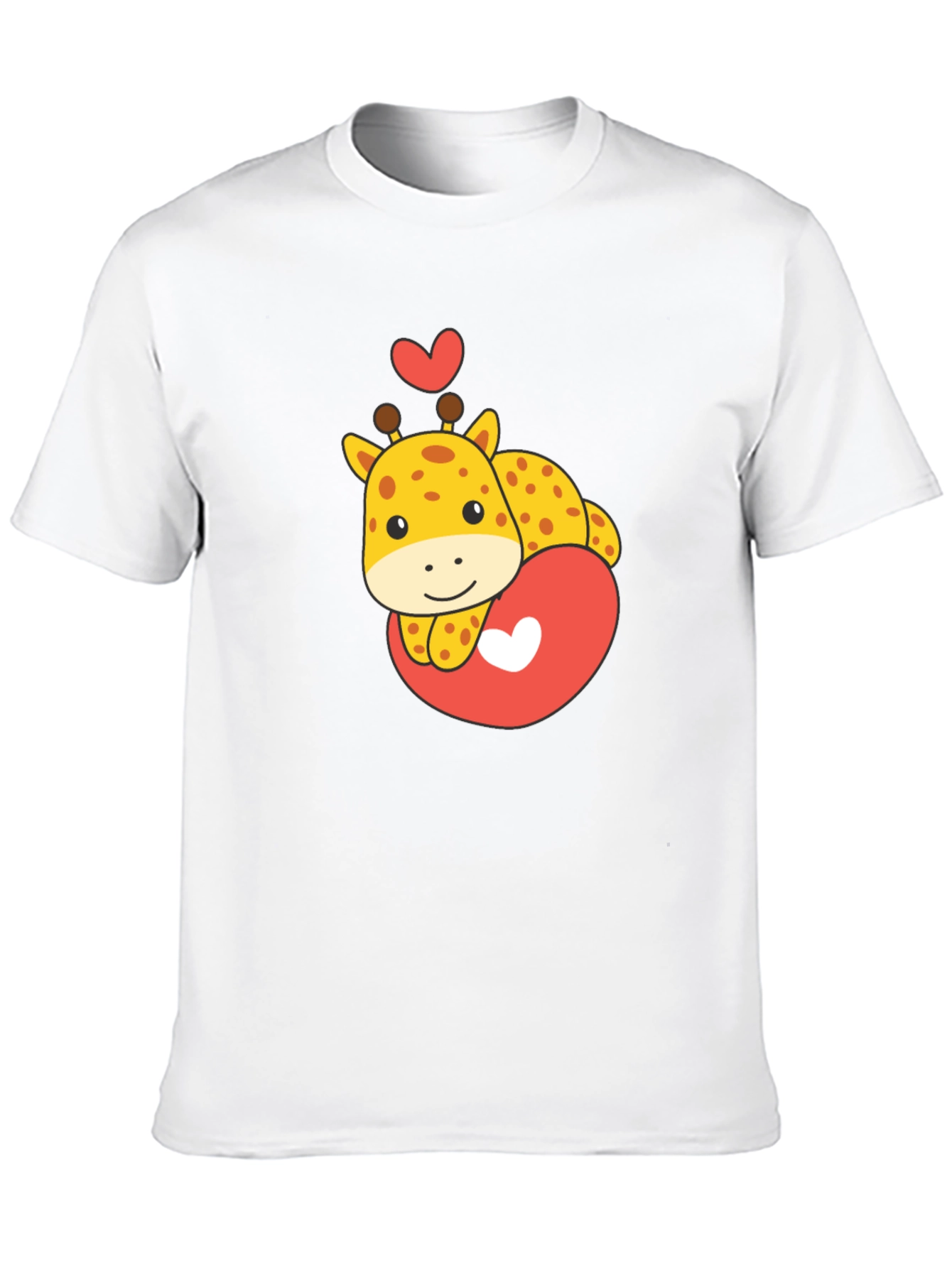Cute Giraffe Heart Graphic Tee - Black T-Shirt