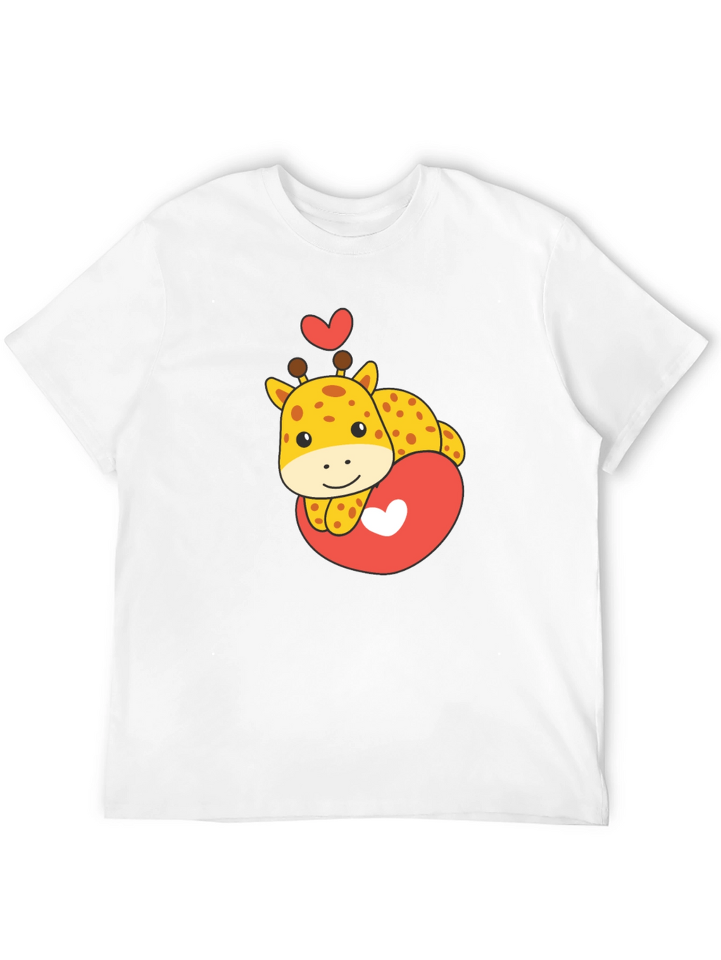 Cute Giraffe Heart Graphic Tee - Black T-Shirt