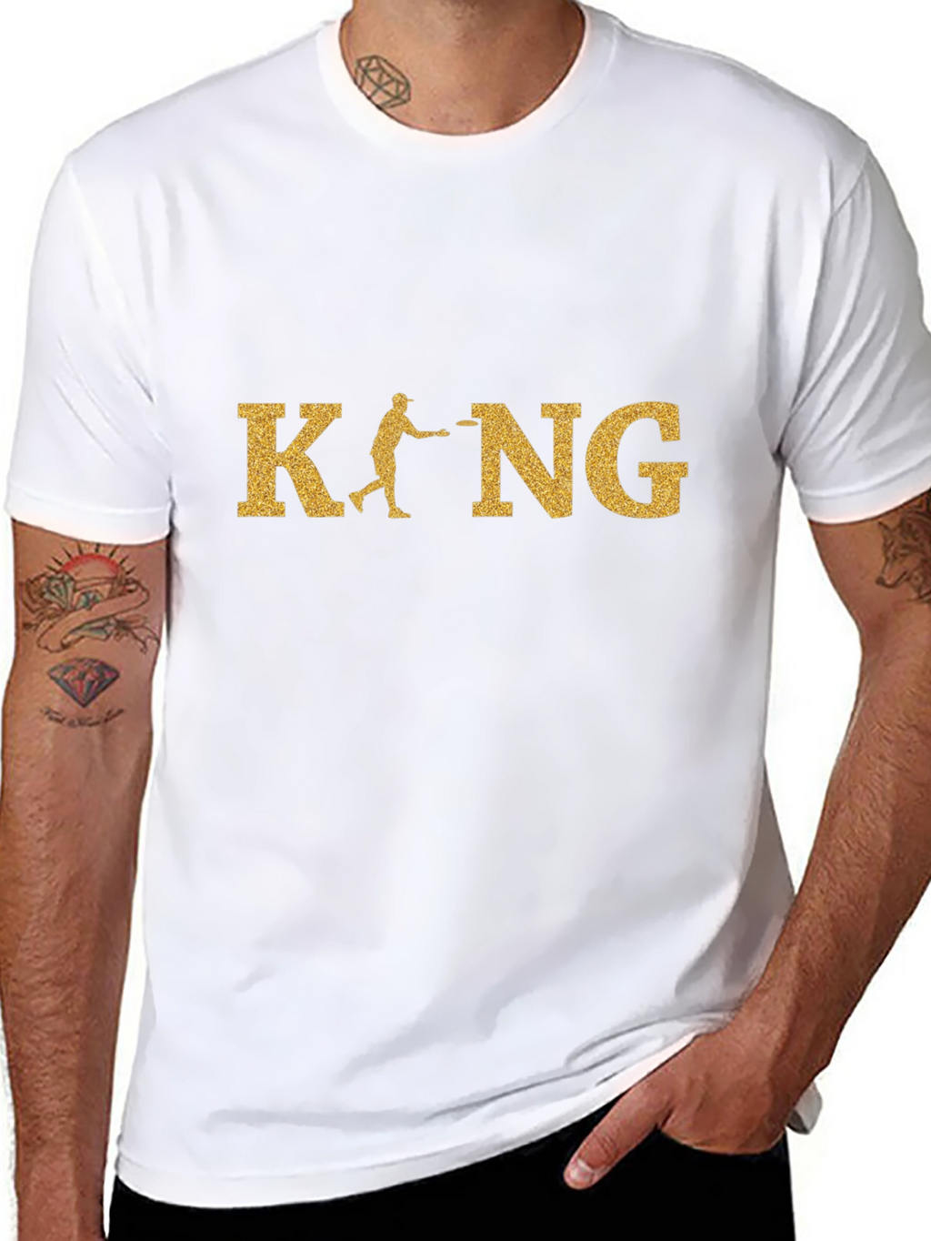 Disc Golf King T-Shirt - Gold Glitter Design