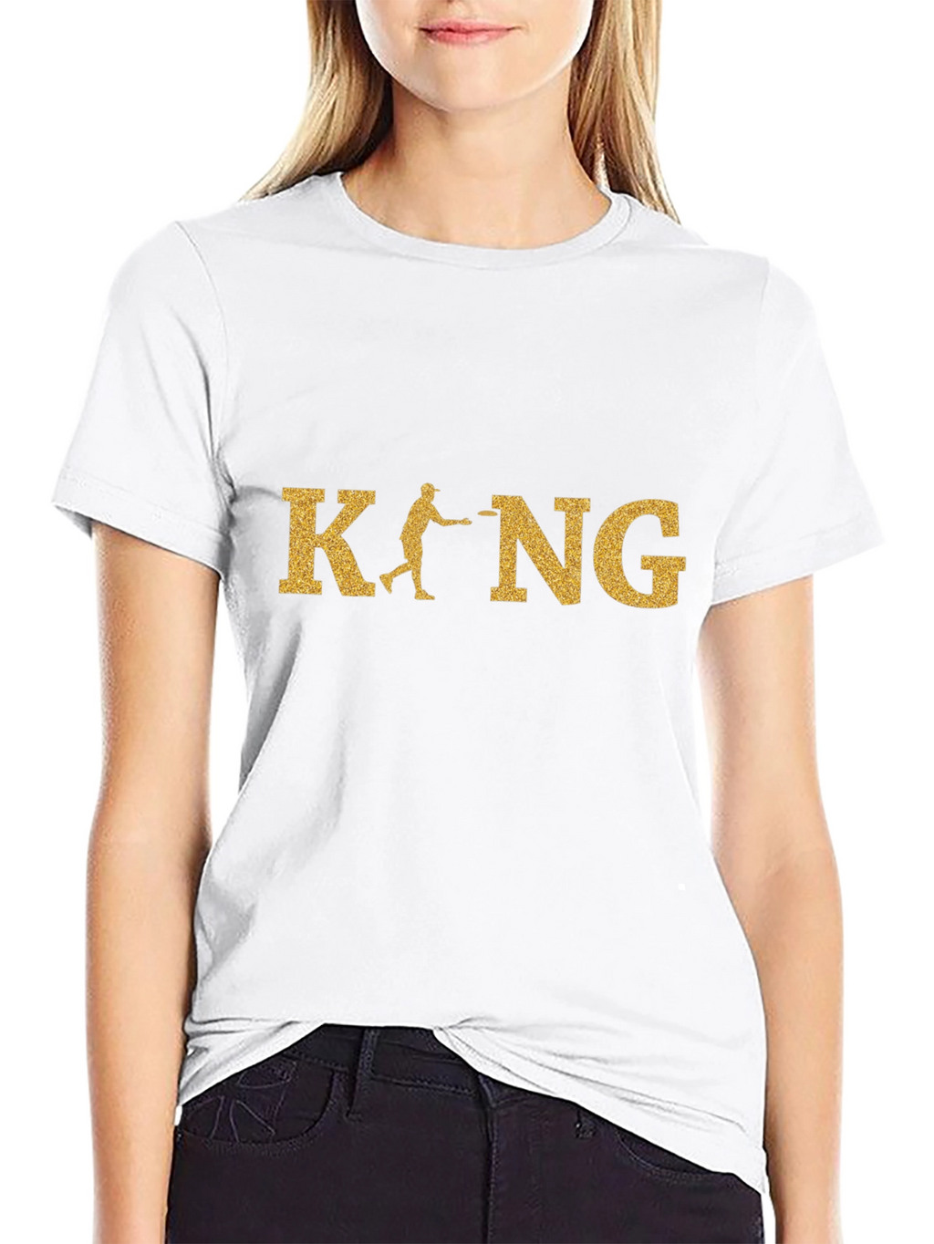 Disc Golf King T-Shirt - Gold Glitter Design
