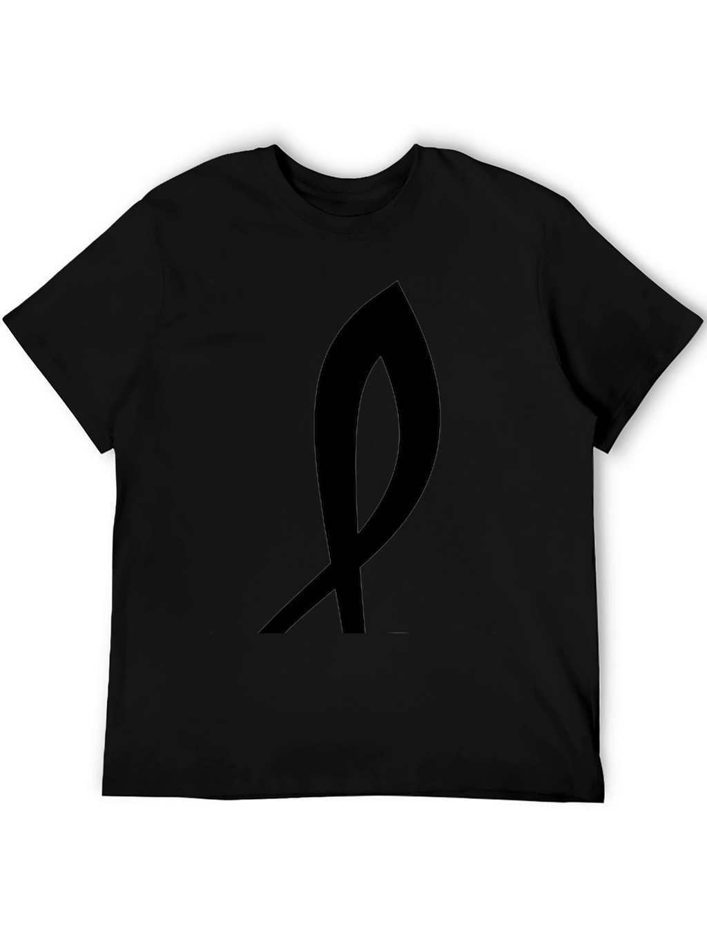 Black T-Shirt with Abstract Ribbon Design