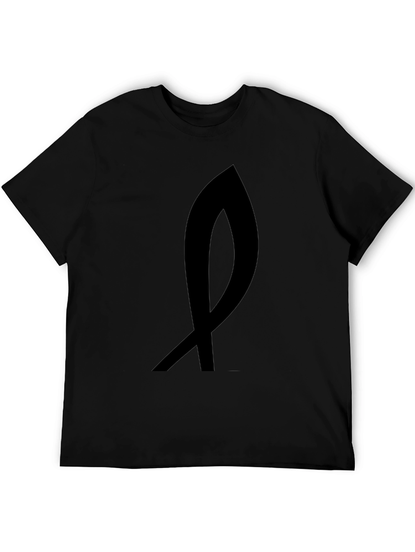 Black T-Shirt with Abstract Ribbon Design