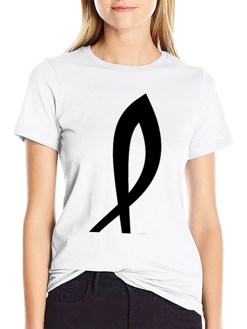 Black T-Shirt with Abstract Ribbon Design