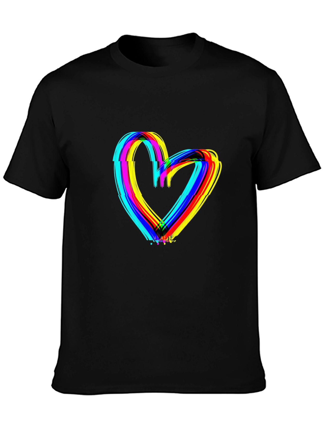 Rainbow Heart Graphic Black T-Shirt