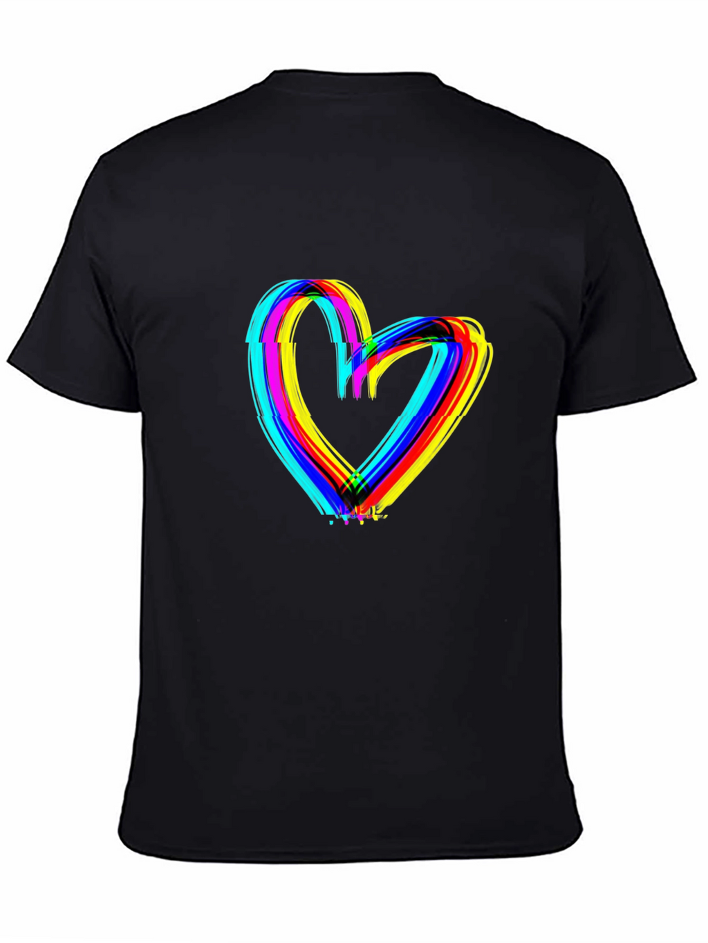 Rainbow Heart Graphic Black T-Shirt