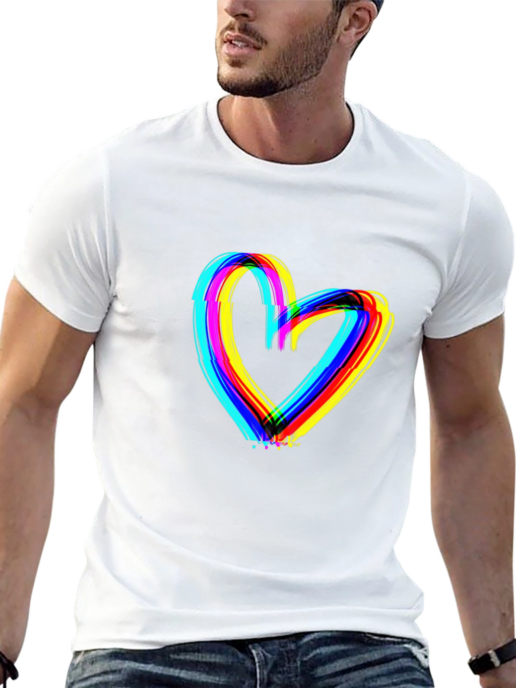 Rainbow Heart Graphic Black T-Shirt