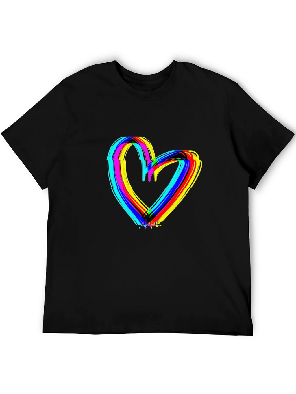Rainbow Heart Graphic Black T-Shirt