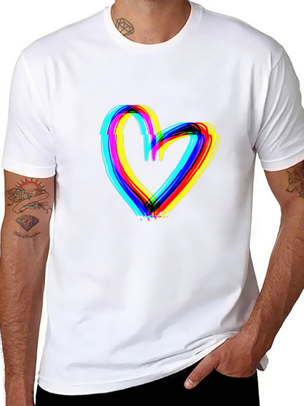 Rainbow Heart Graphic Black T-Shirt