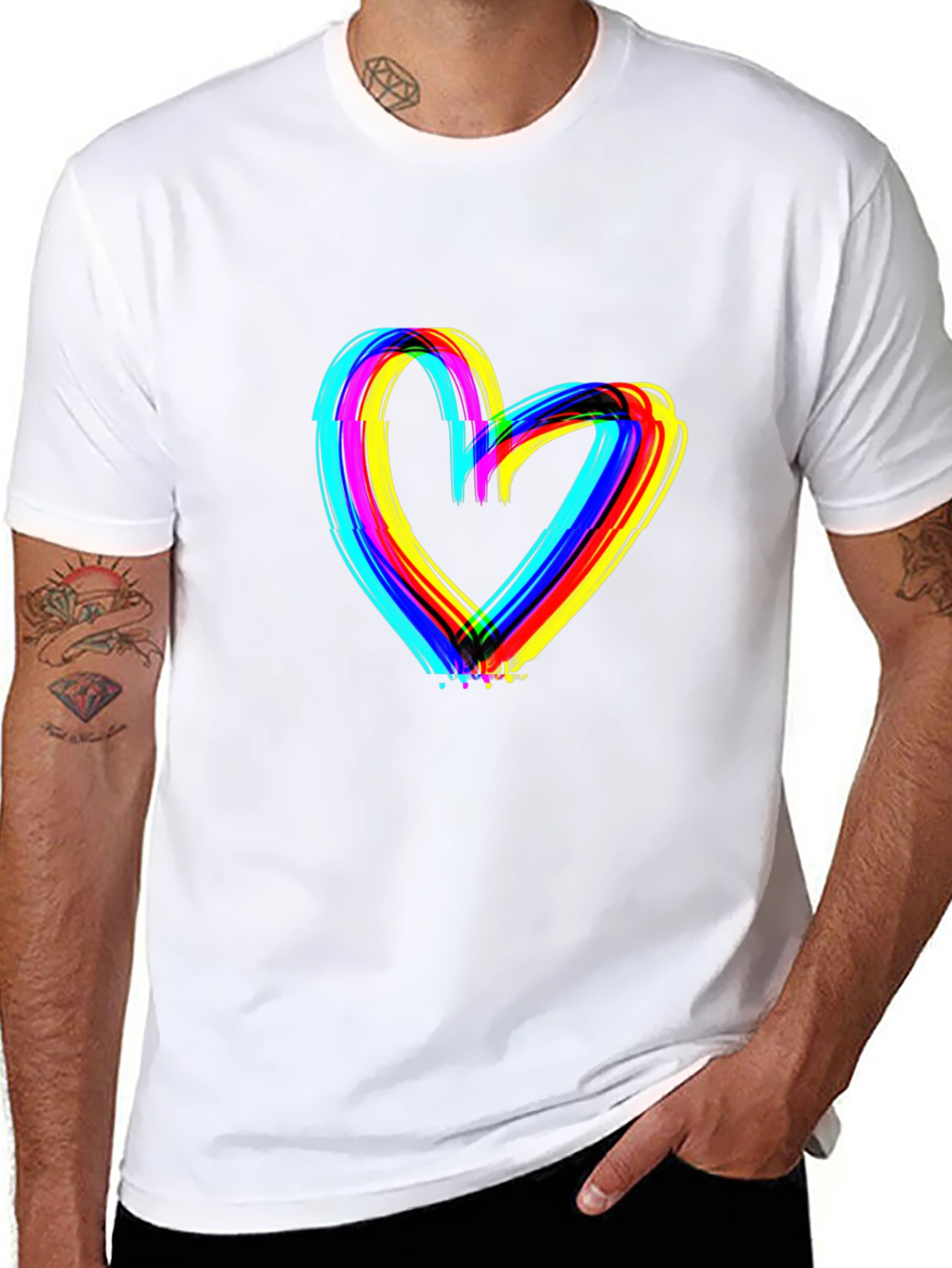 Rainbow Heart Graphic Black T-Shirt