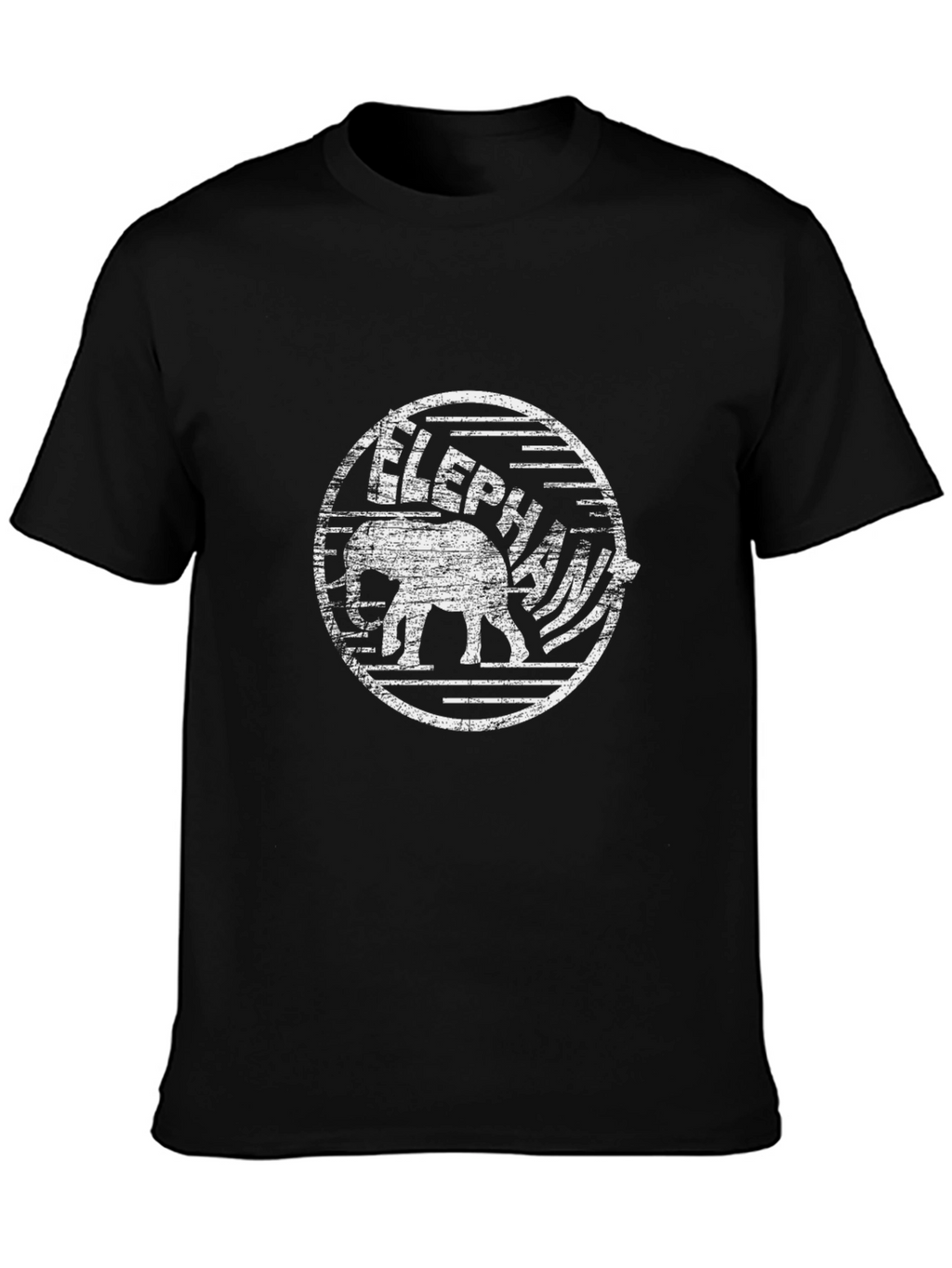 Elephant Graphic Print Black T-Shirt