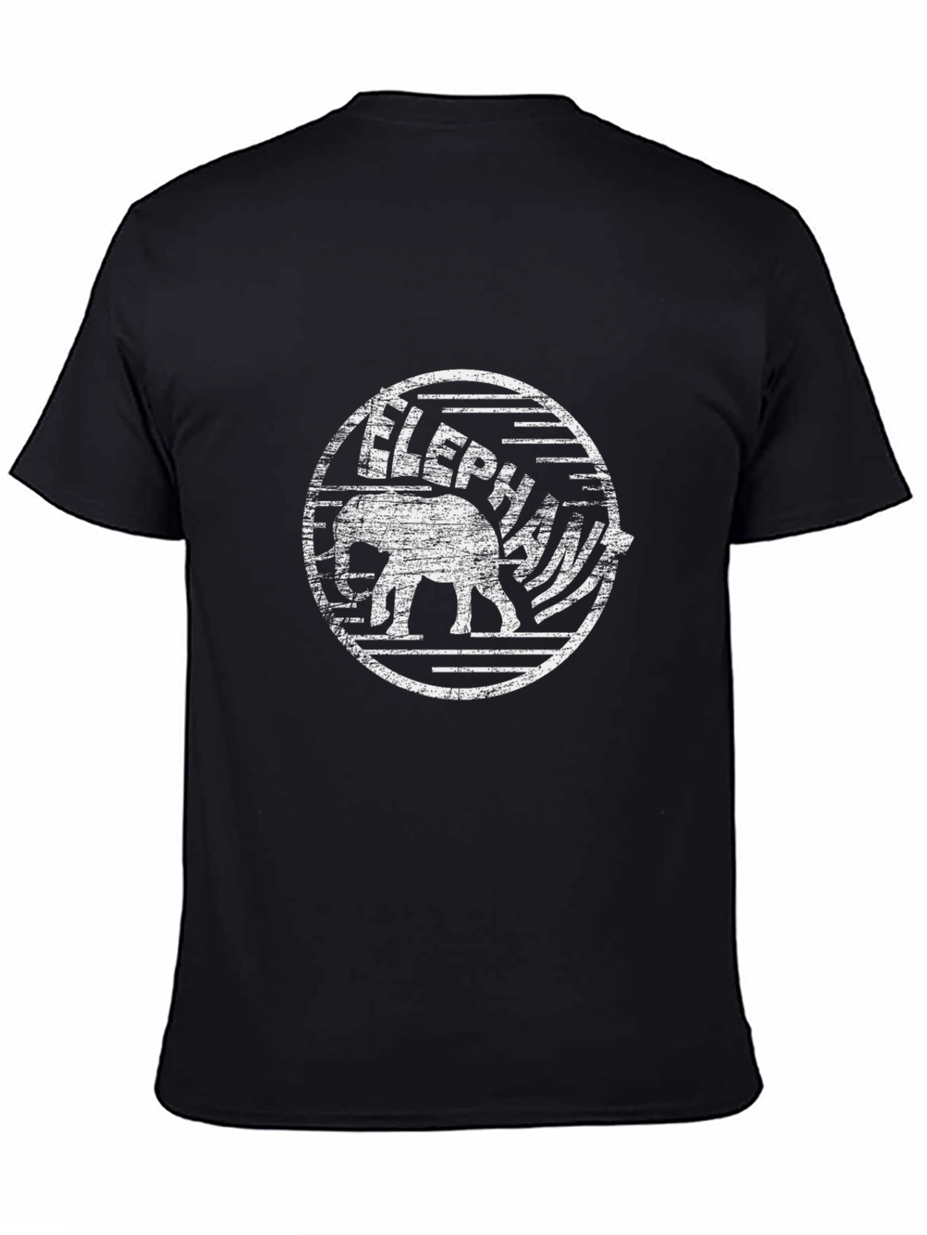 Elephant Graphic Print Black T-Shirt