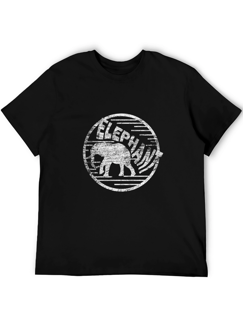 Elephant Graphic Print Black T-Shirt
