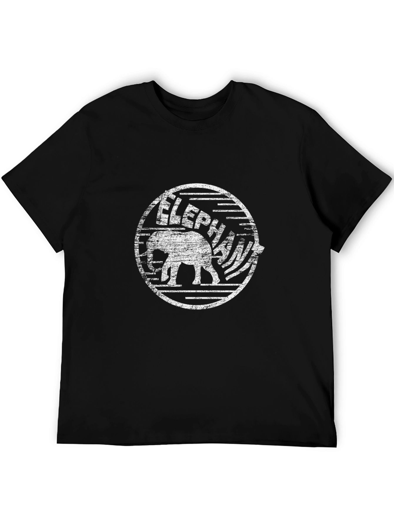 Elephant Graphic Print Black T-Shirt