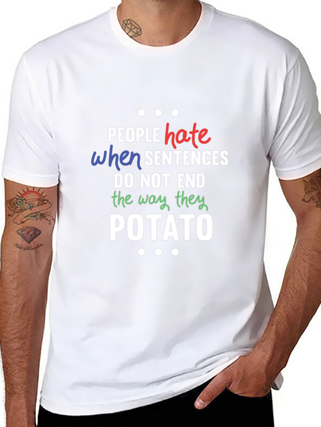 Funny Potato Sentence Mens Black T-Shirt
