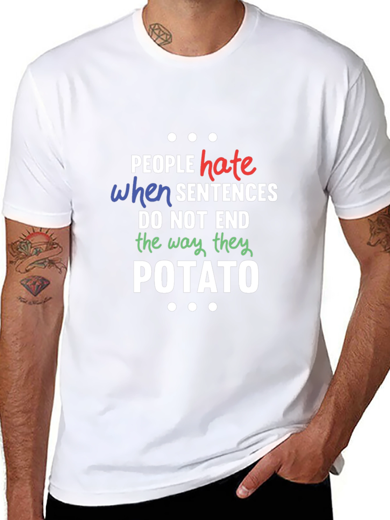 Funny Potato Sentence Mens Black T-Shirt