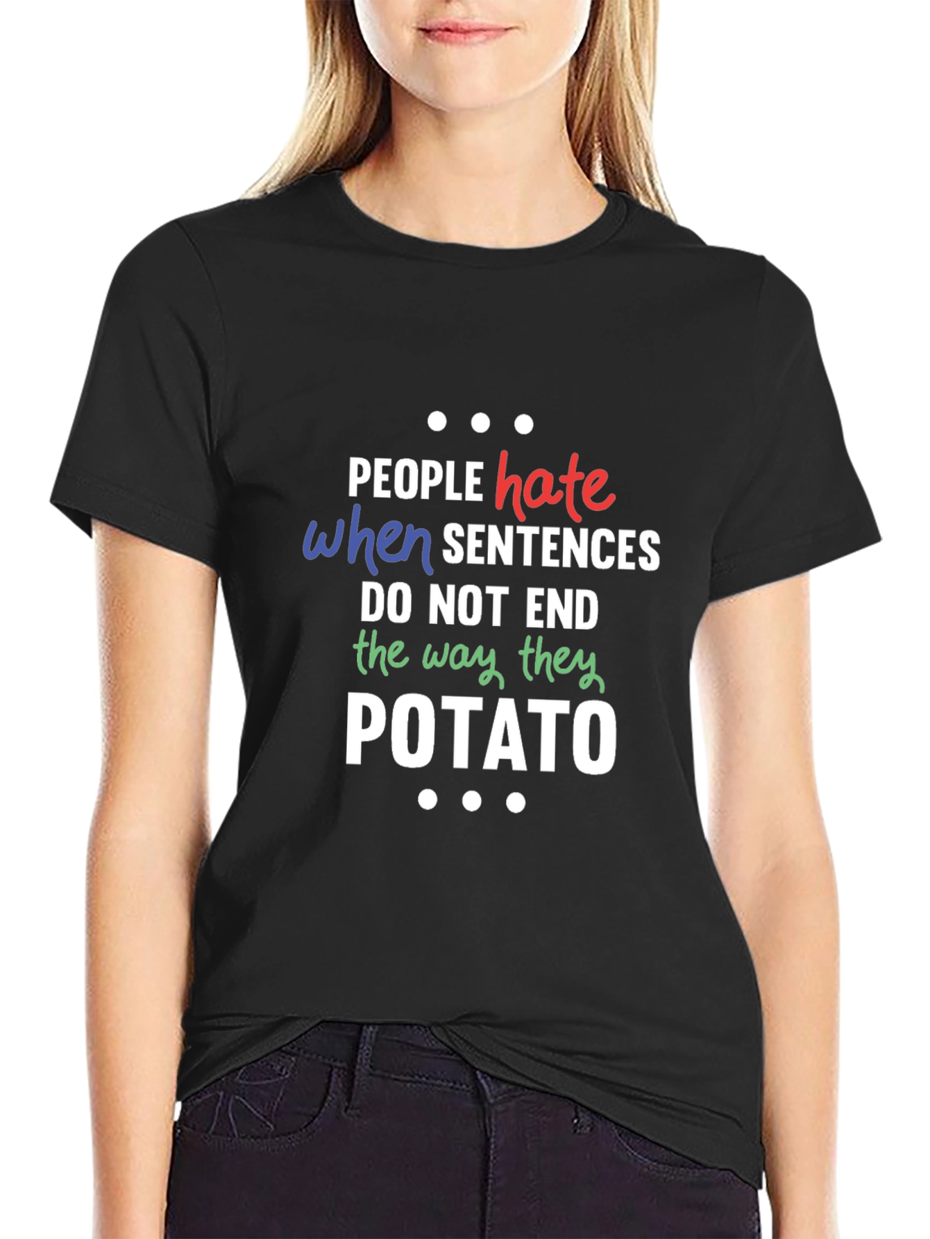 Funny Potato Sentence Mens Black T-Shirt