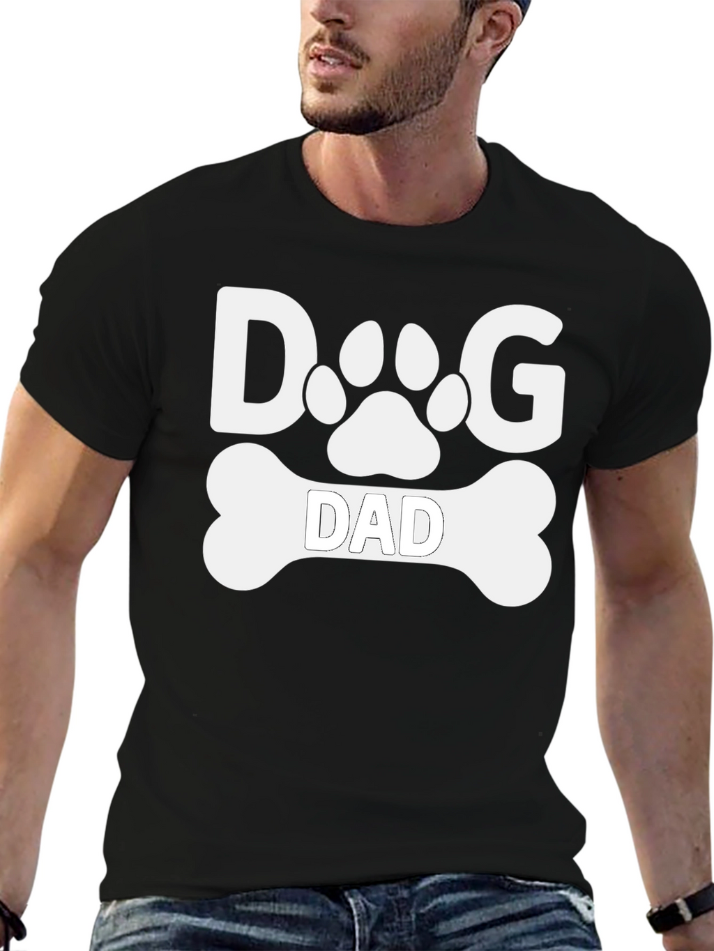 Dog Dad T-Shirt -  Paw Print & Bone Design