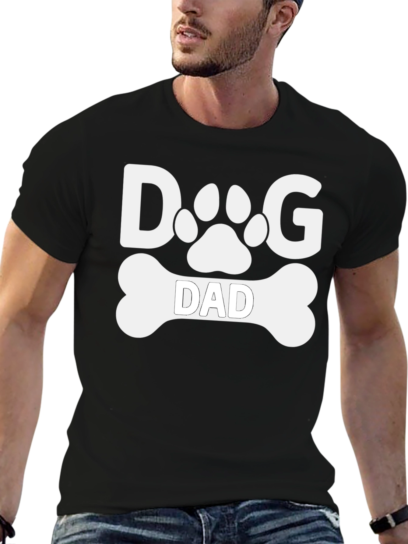 Dog Dad T-Shirt -  Paw Print & Bone Design