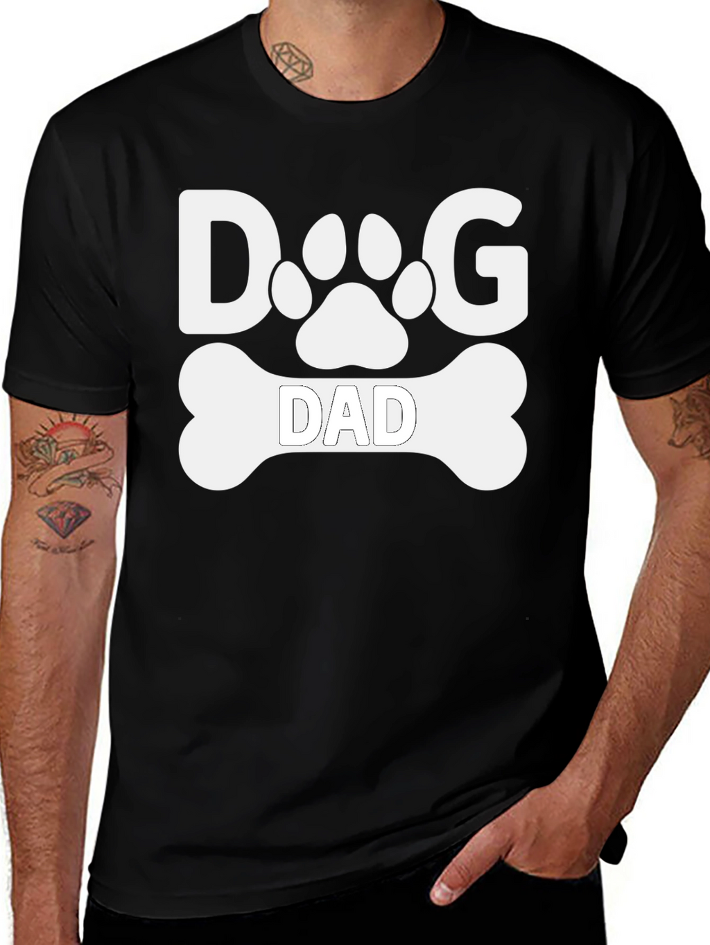 Dog Dad T-Shirt -  Paw Print & Bone Design