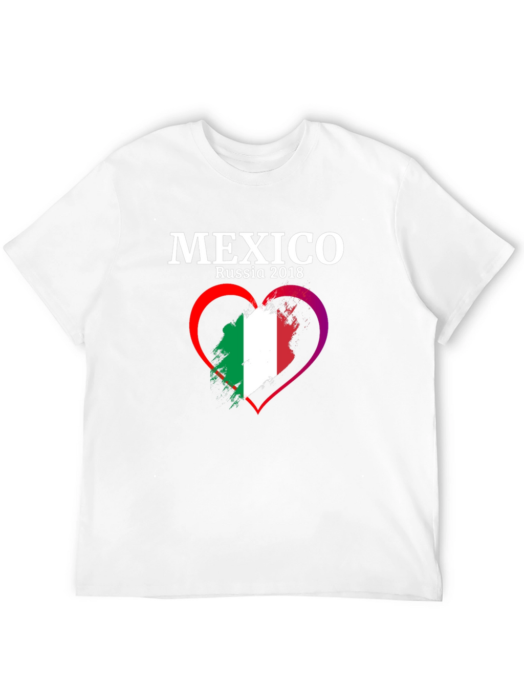 Mexico Russia 2018 Flag Heart T-Shirt