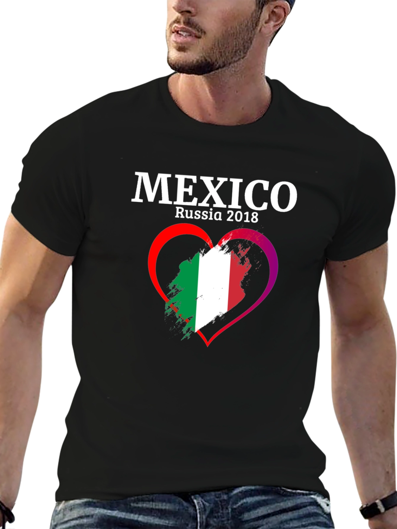 Mexico Russia 2018 Flag Heart T-Shirt
