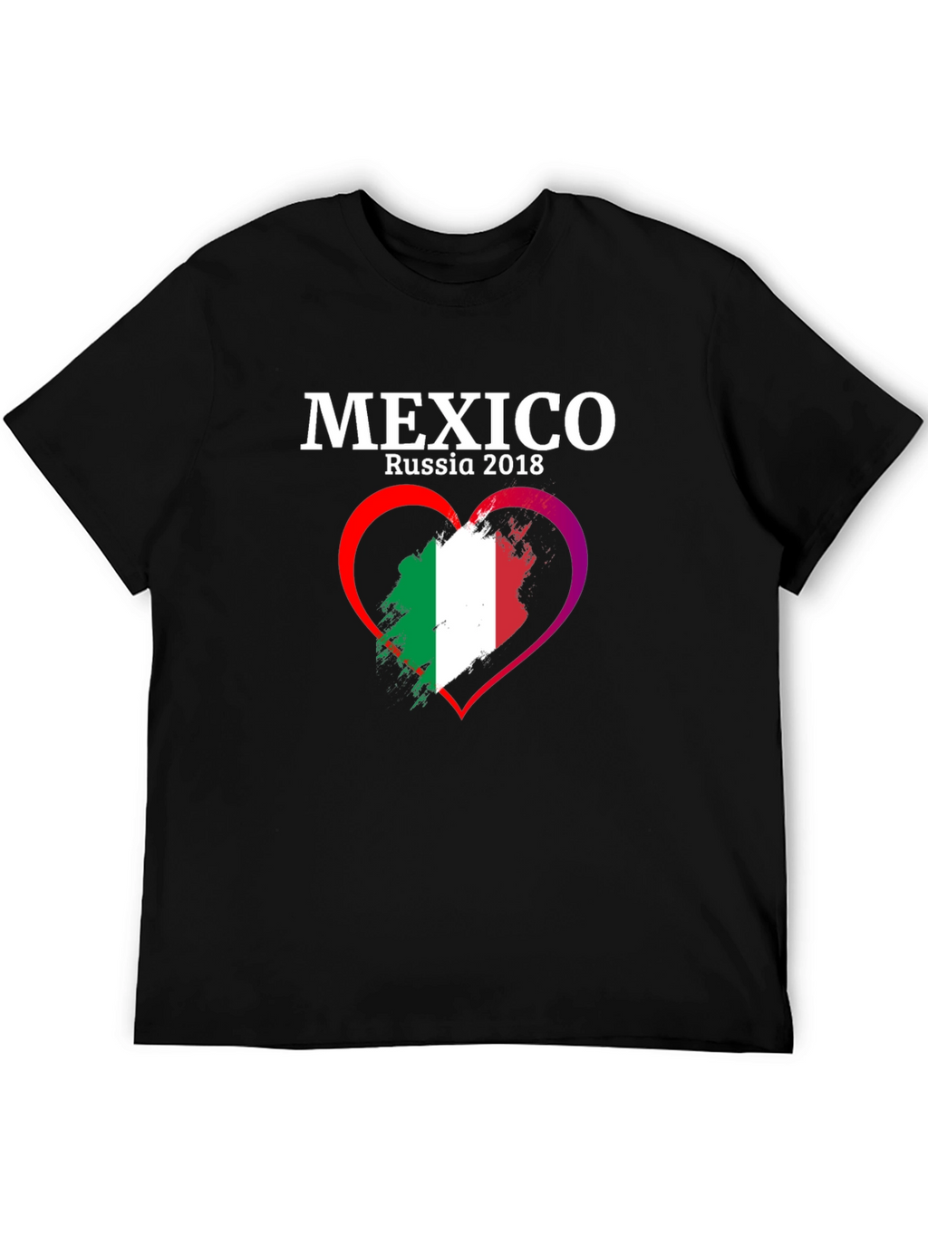 Mexico Russia 2018 Flag Heart T-Shirt