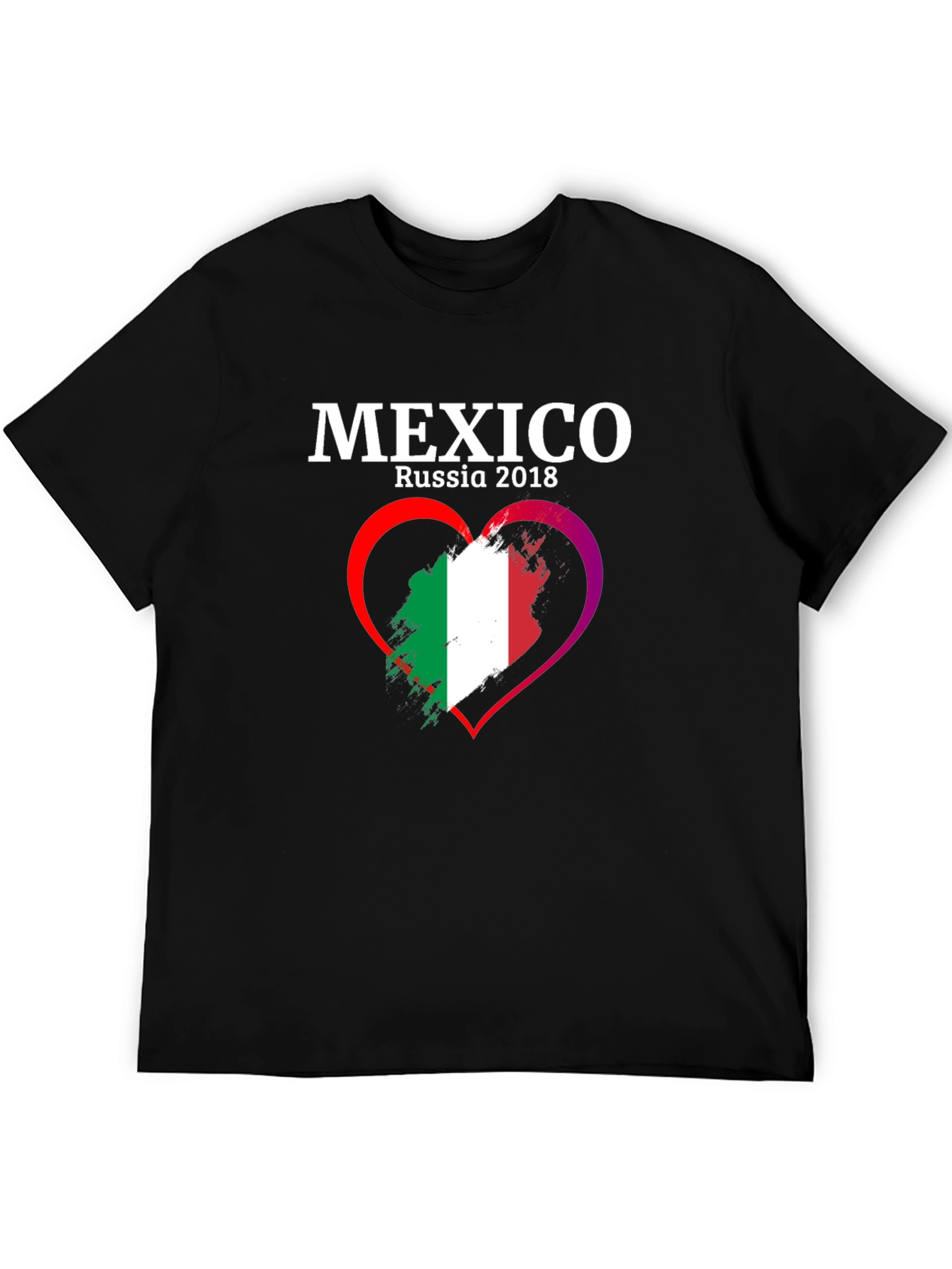 Mexico Russia 2018 Flag Heart T-Shirt