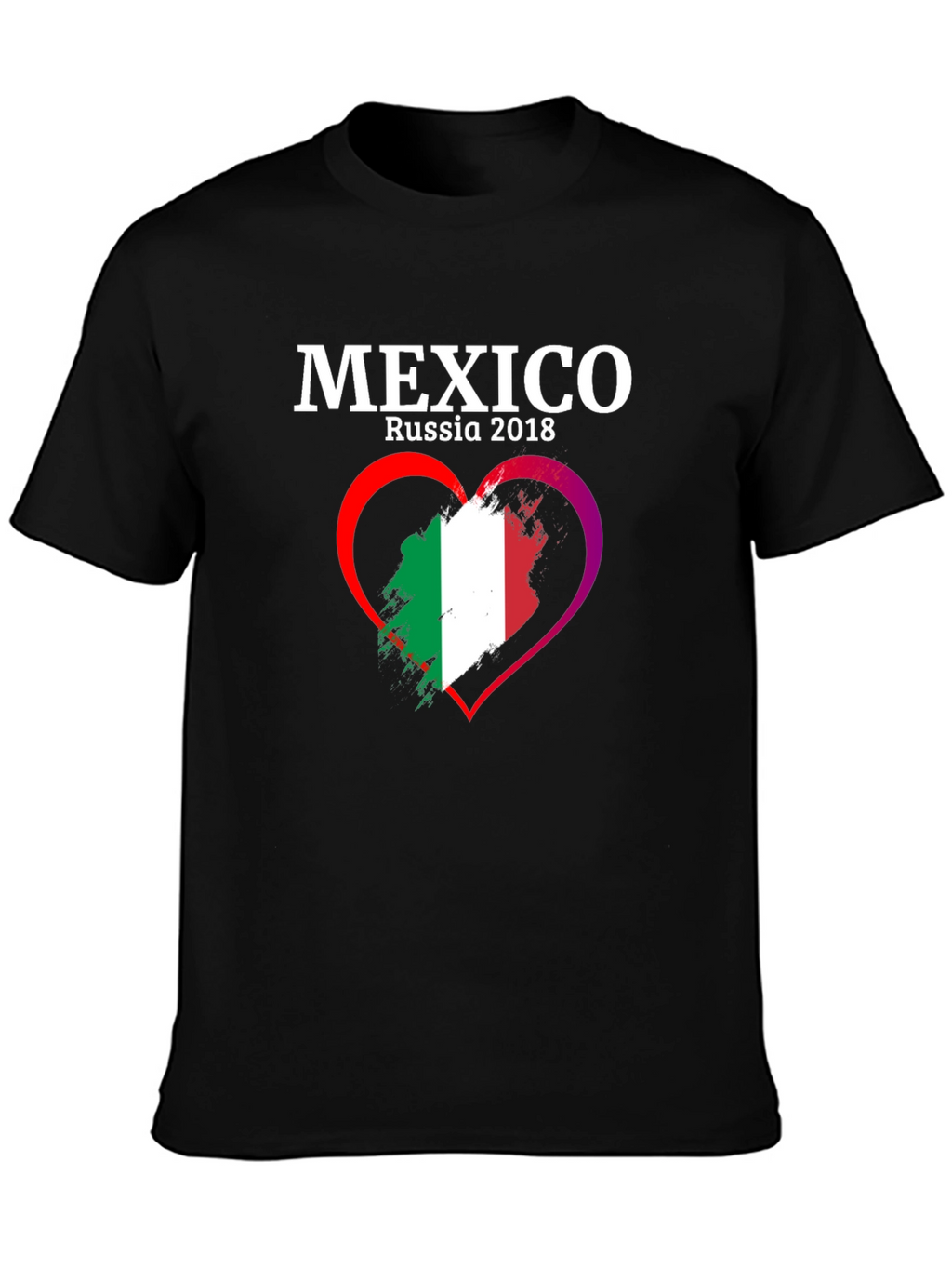Mexico Russia 2018 Flag Heart T-Shirt