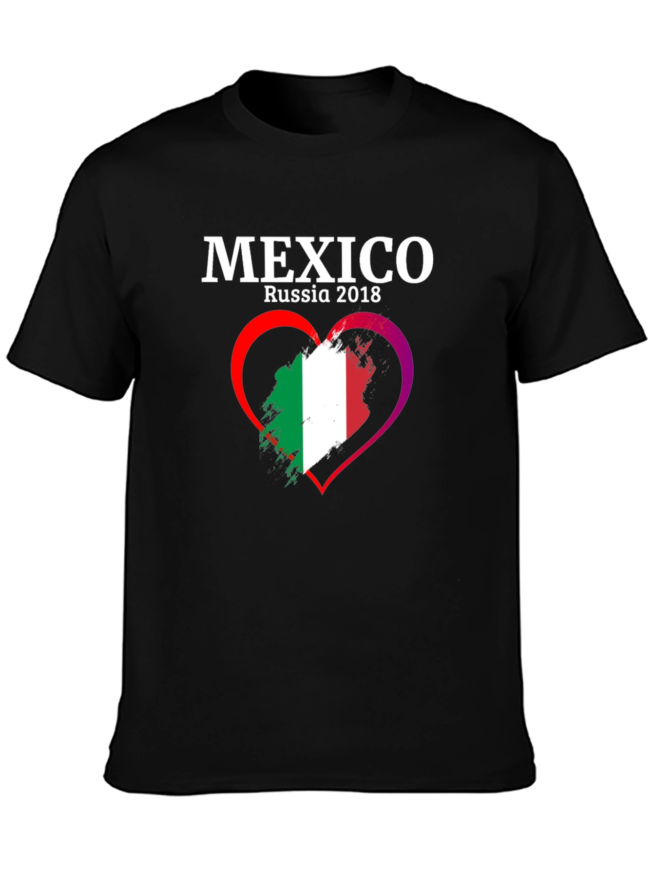 Mexico Russia 2018 Flag Heart T-Shirt