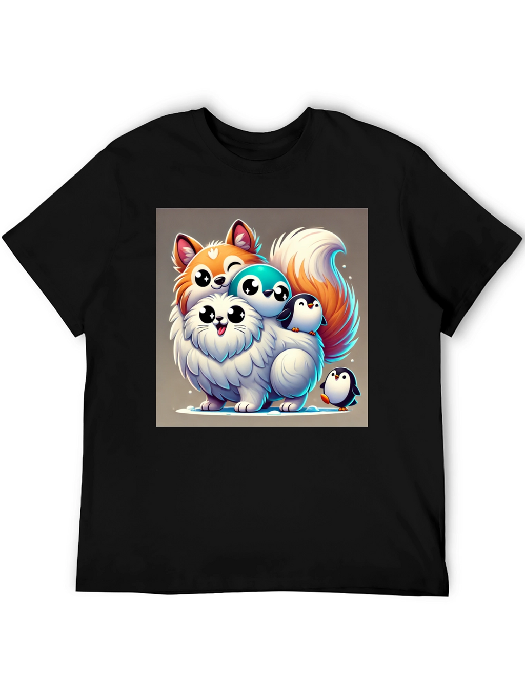 Cute Cartoon Animal Stack Graphic Tee