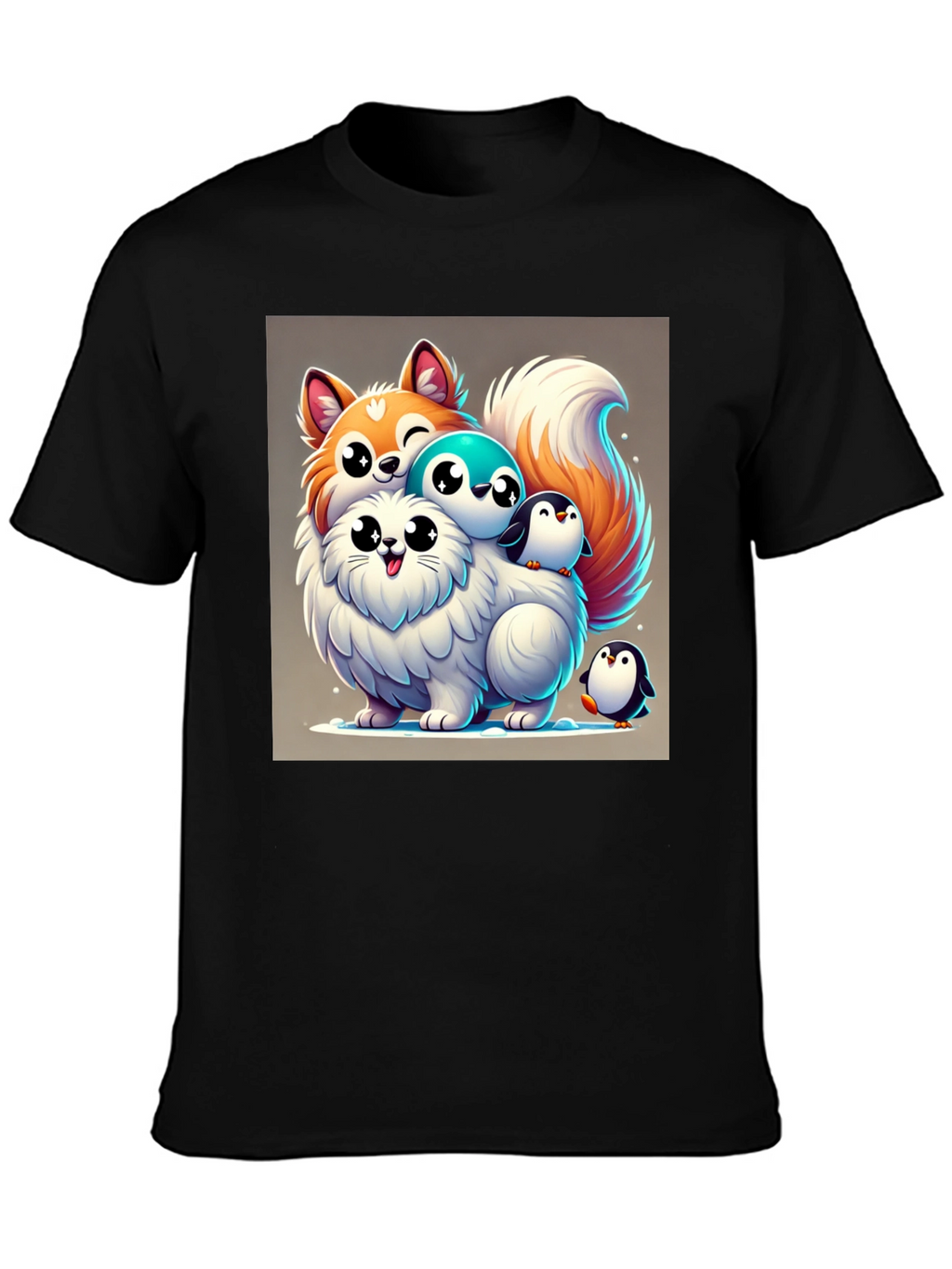 Cute Cartoon Animal Stack Graphic Tee
