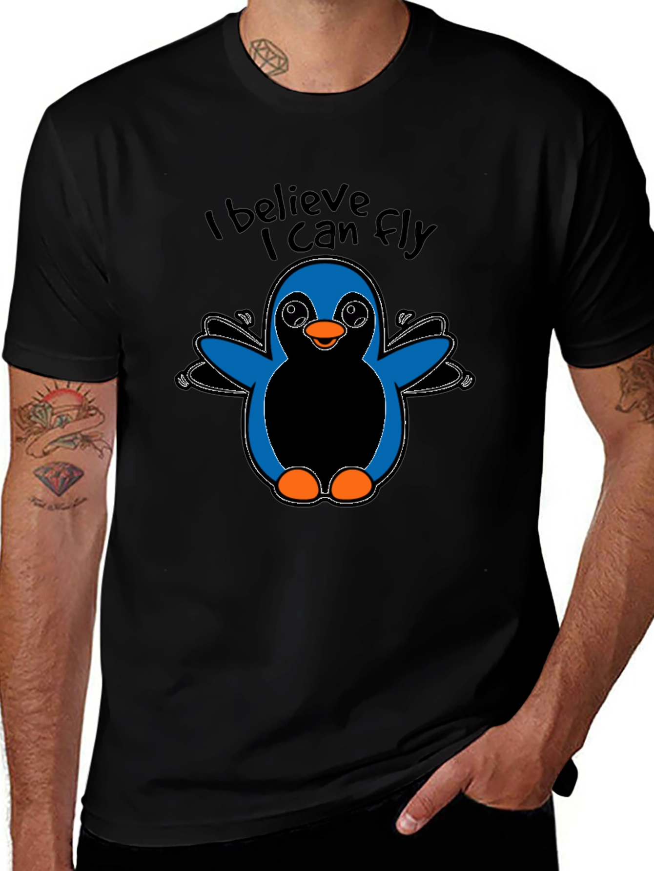 I Believe I Can Fly Penguin Graphic T-Shirt