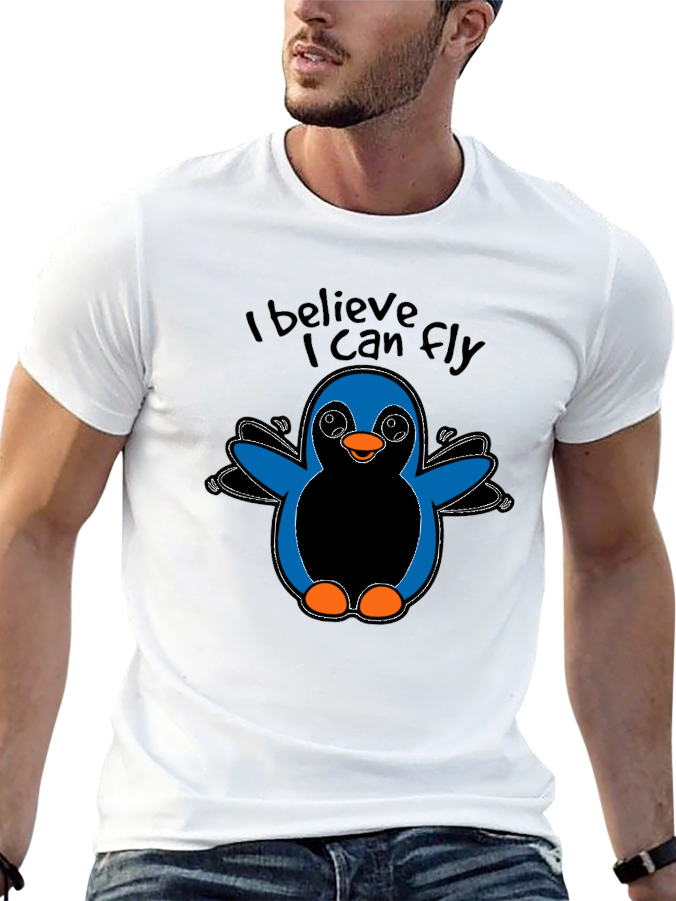 I Believe I Can Fly Penguin Graphic T-Shirt