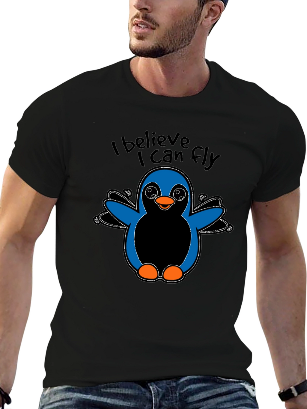 I Believe I Can Fly Penguin Graphic T-Shirt
