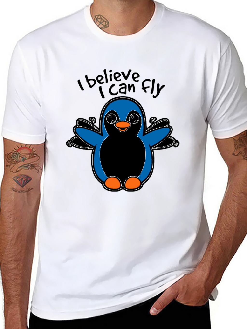 I Believe I Can Fly Penguin Graphic T-Shirt