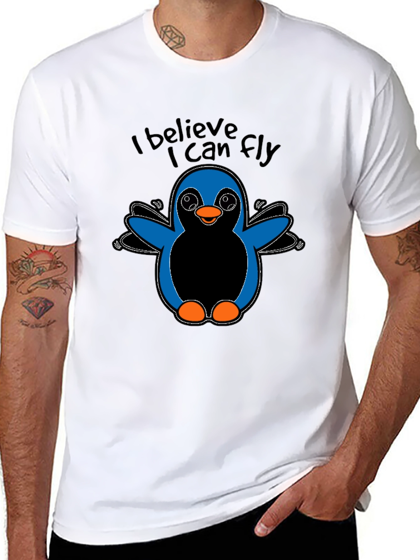 I Believe I Can Fly Penguin Graphic T-Shirt