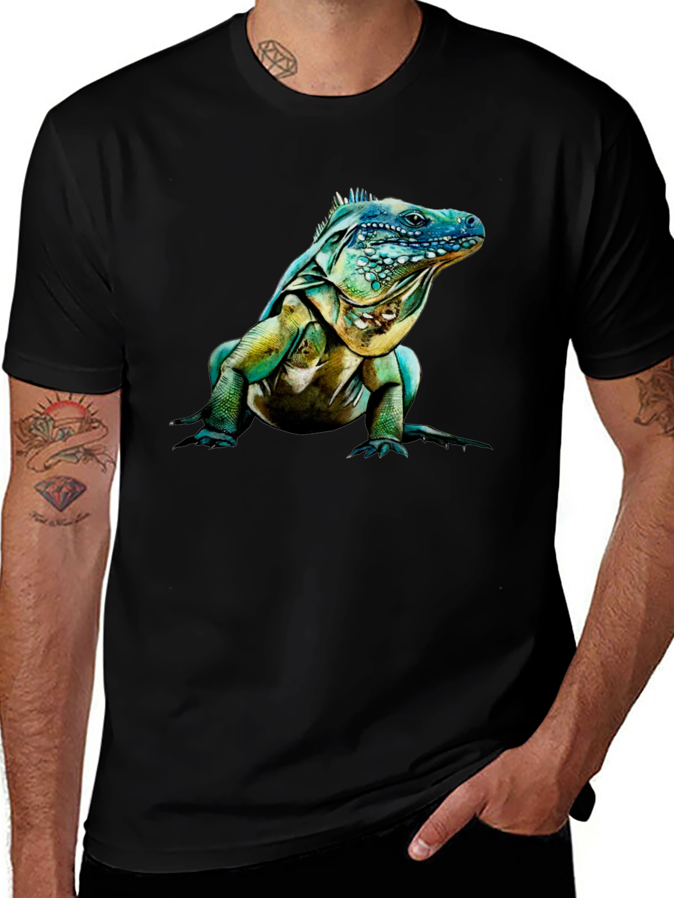 Iguana Graphic Print Crew Neck T-Shirt