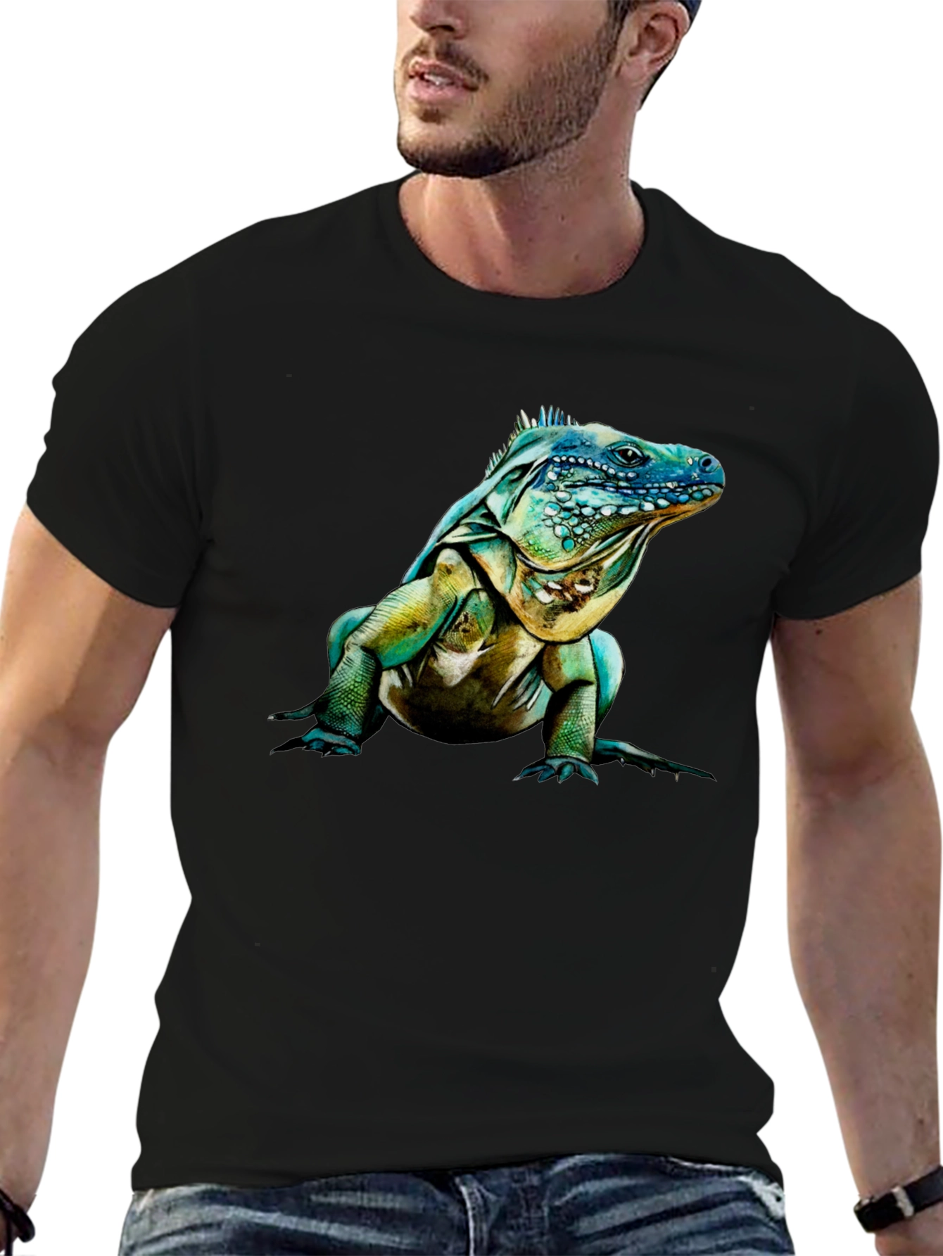Iguana Graphic Print Crew Neck T-Shirt