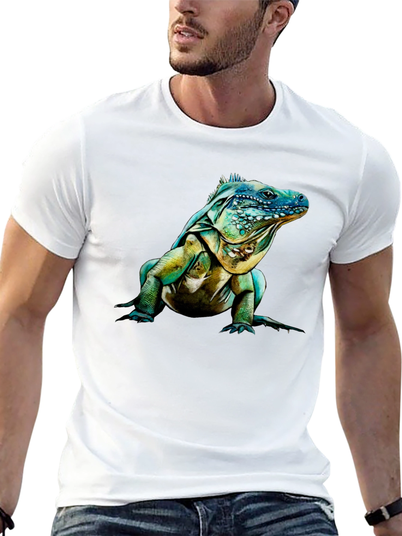 Iguana Graphic Print Crew Neck T-Shirt